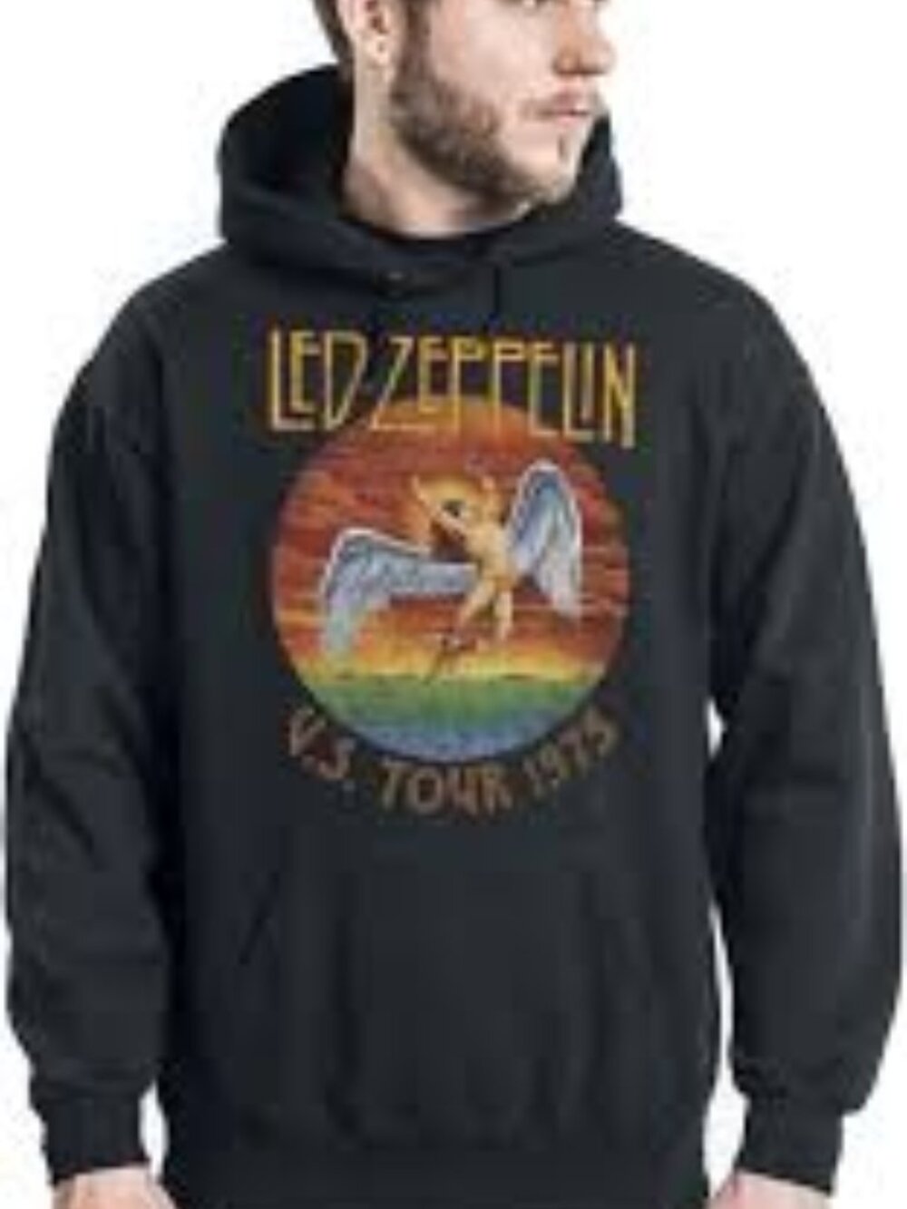 Led Zeppelin | Men's Black U.S. Tour 1975 Sweatshirt Hoodie NWT